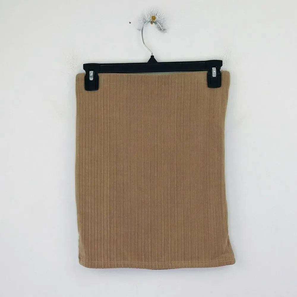Naked Wardrobe Womens Large Mini Skirt Beige Ruched Detail High Rise Jersey CD28